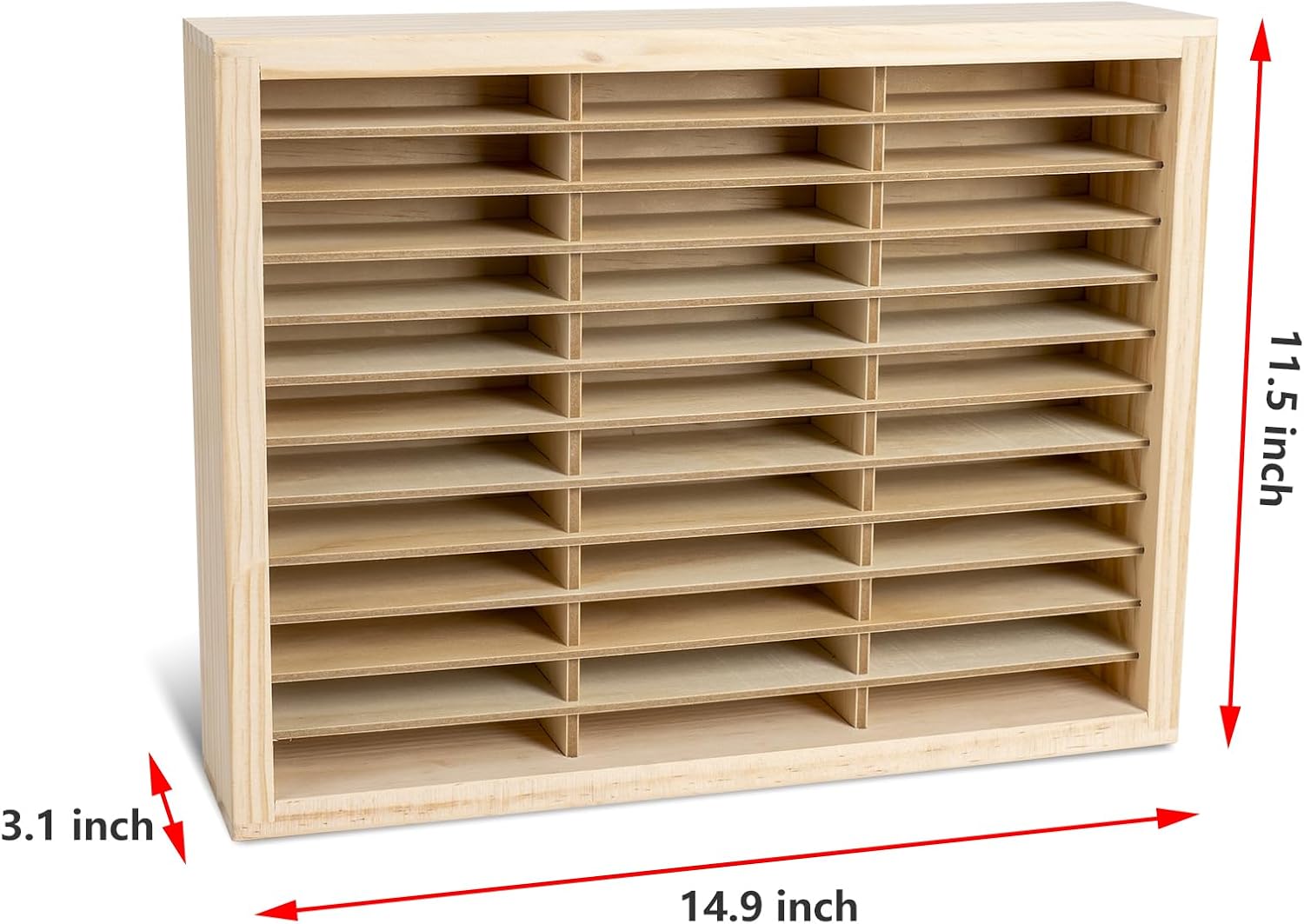 Cassette Tape Storage Rack, 36-slot Wood Cassette Tape Holder, Wall Mount or Freestanding Audio Cassette Organizer, Playing Card Storage, Unfinished Pine