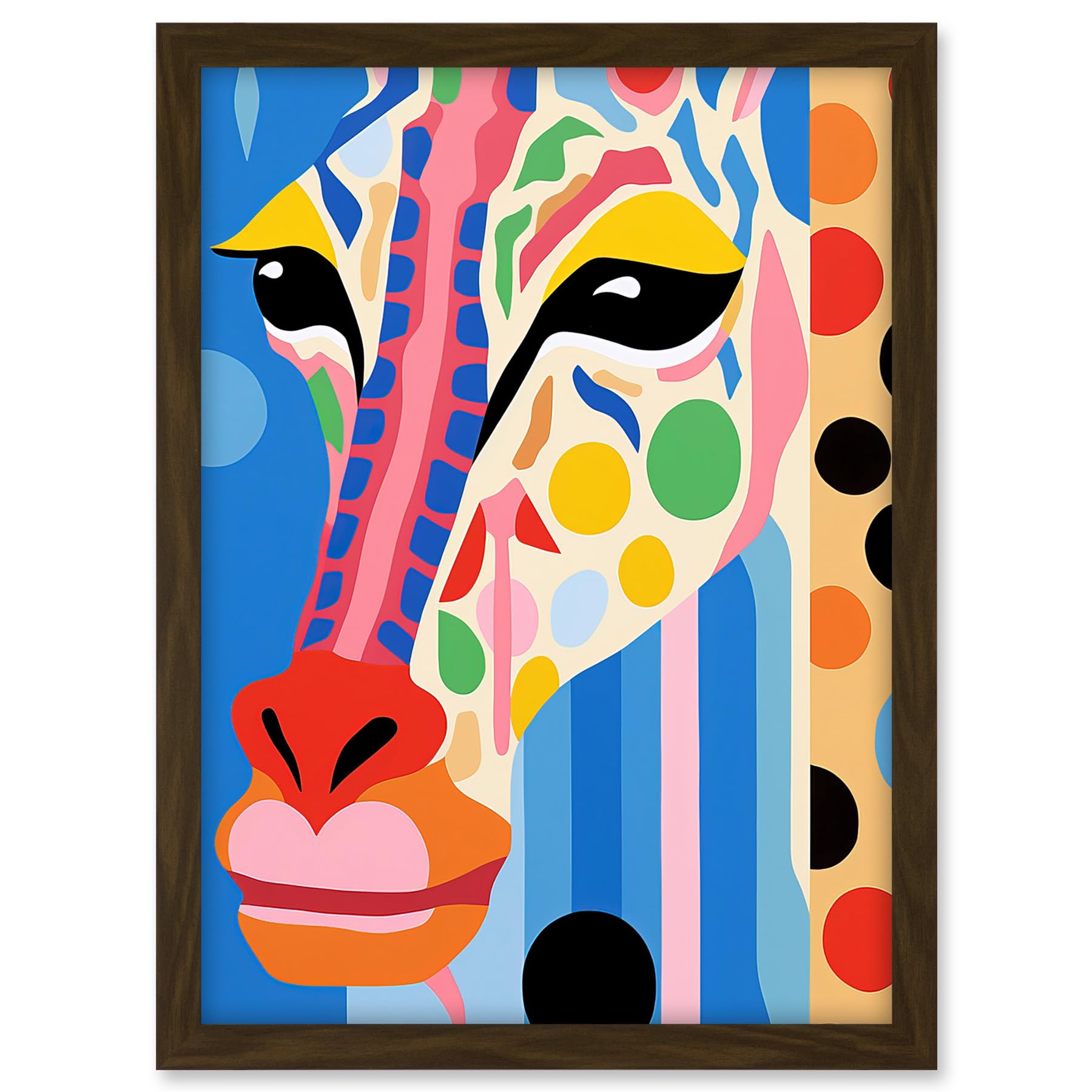 Artery8 I Woke Up Like This Giraffe Henri Matisse Style Artwork Vibrant Abstract Portrait Artwork Framed A3 Wall Art Print