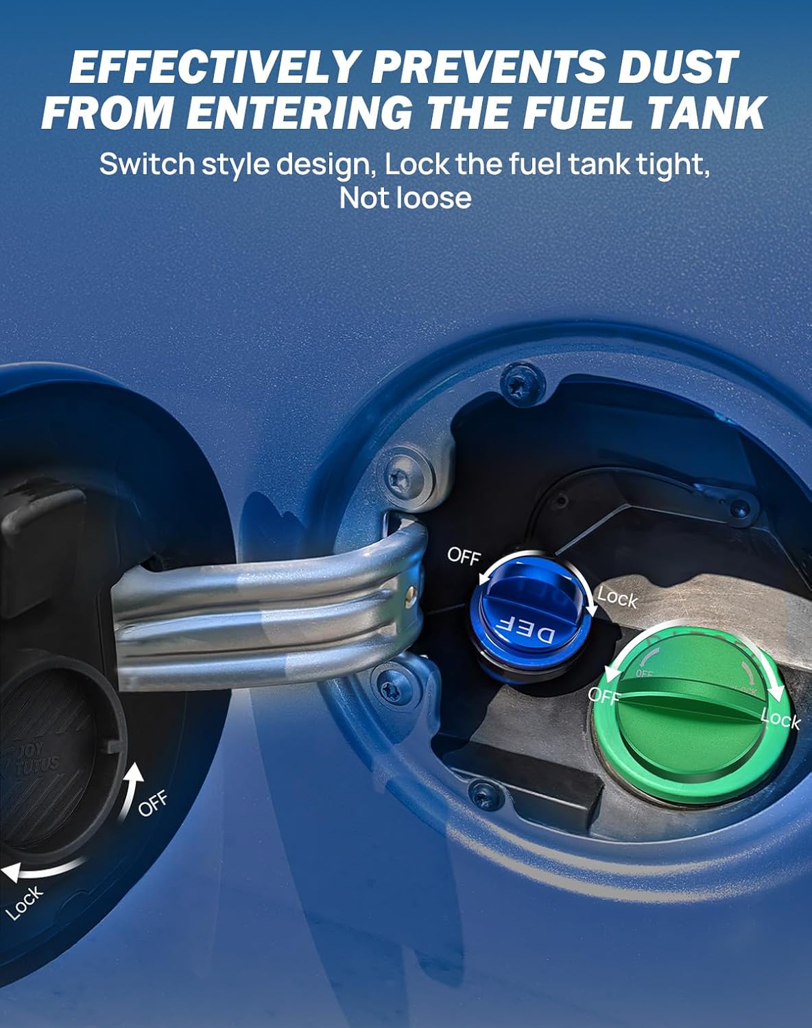 JOYTUTUS DIESEL Gas Cap & Gas Cap Holder & DEF Cap Compatible with 2019 2020 2021 2022 2023 2024 Ram, Aluminum Diesel Fuel Tank Cap & DEF Cap, Plastic Fuel Tank Cap Holder Hook, NOT for 2019 Ram 3500