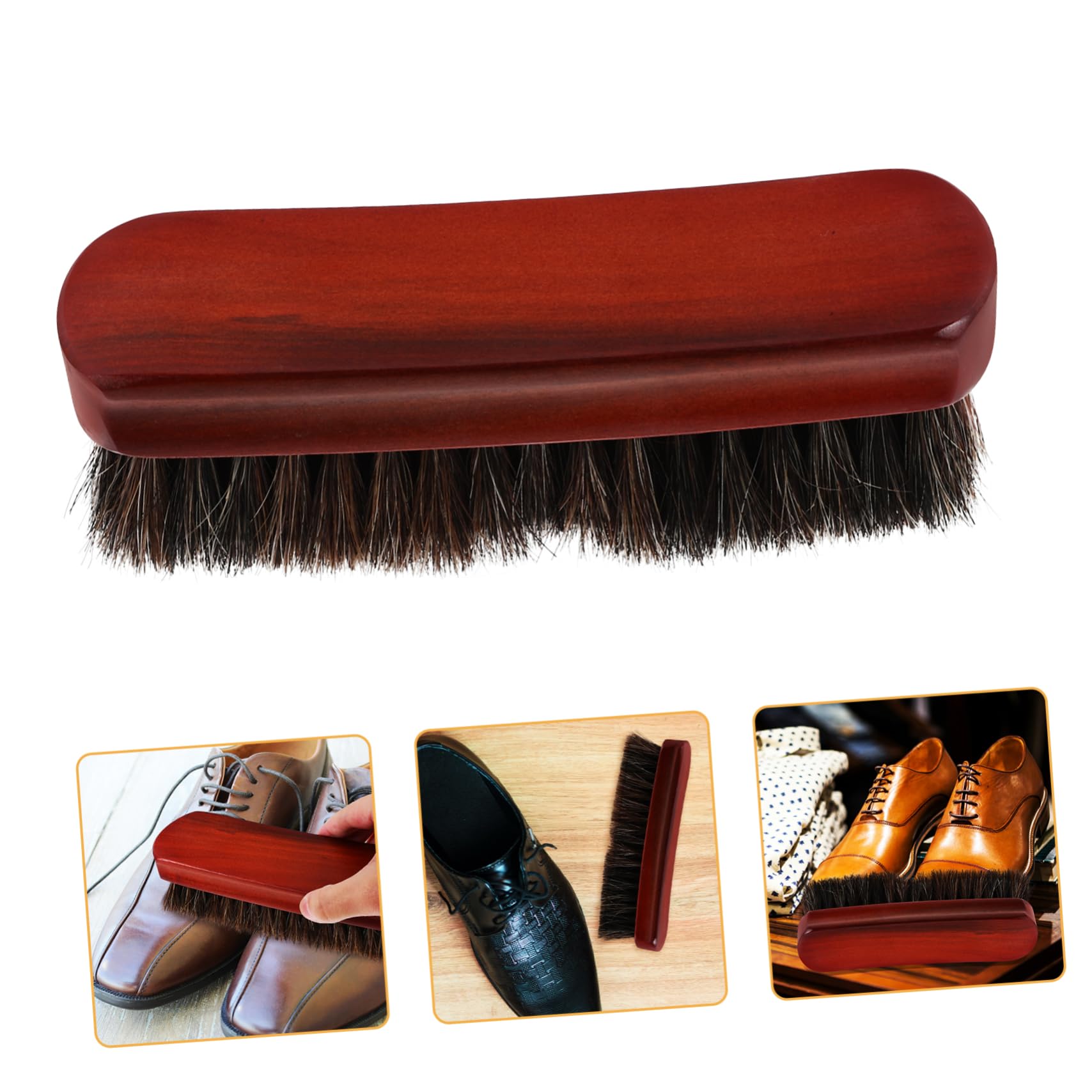 VALICLUD 3piezas Cepillo De Limpieza De Zapatos De Madera Cerdas De Crin De Caballo Herramienta Práctica para Pulido para Calzado y Accesorios