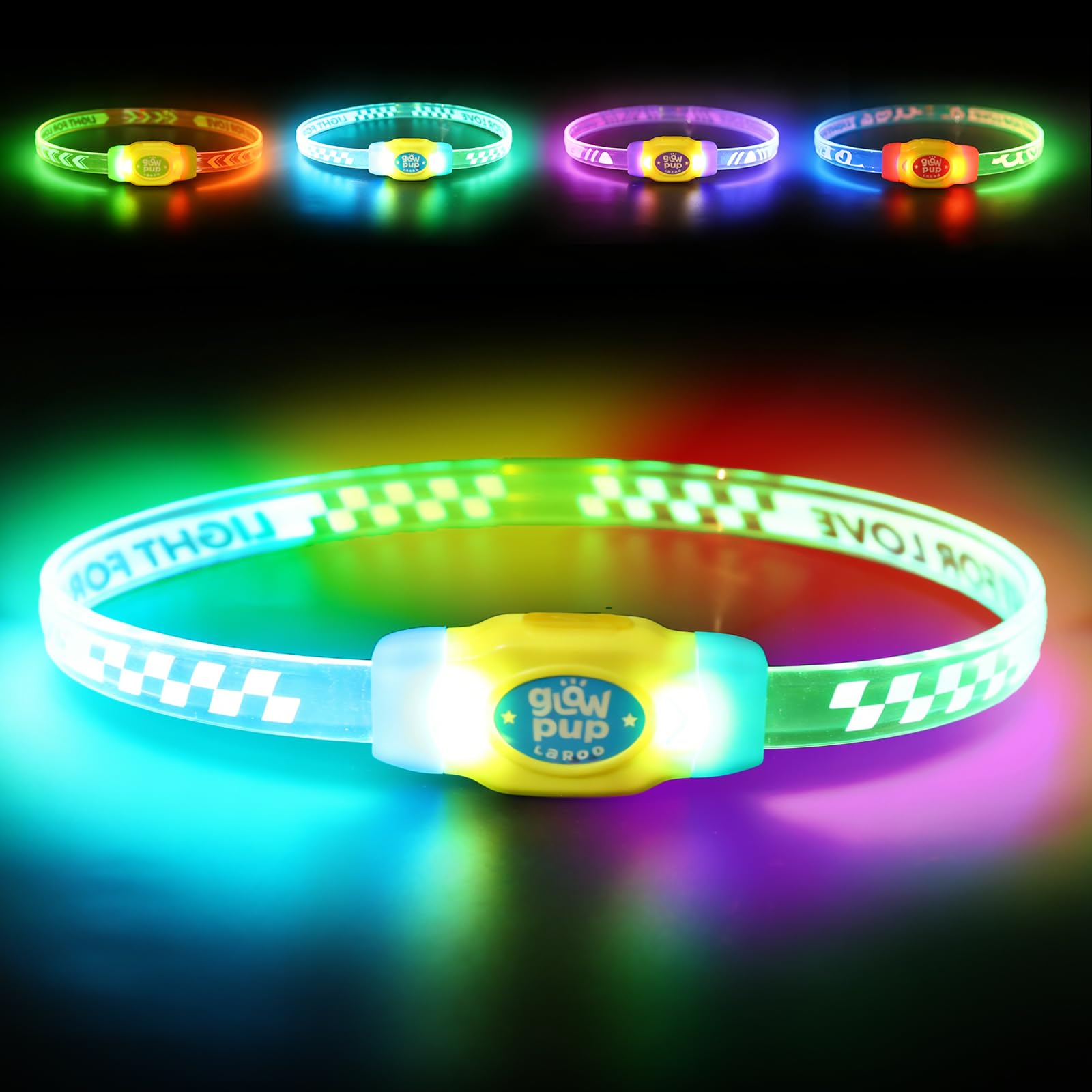 LaRoo Light Up Collar, Type-C Rechargeable Flashing Light Safety Collar for Dogs,Waterproof, Fashionable Glow in the Dark DesignDog,Size Adjustable Light for Medium Dogs- 4 Modes (Blue-50cm)