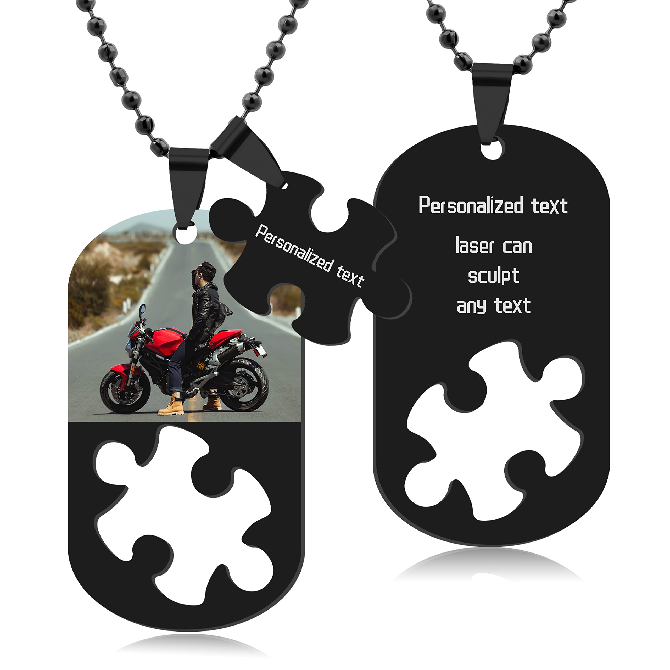 AOZHHL Personalized Dog Tag Pendant for Men, Custom Necklaces for Women With Picture, Custom Photo Text Engraving Dog Tags Stainless Steel Necklace