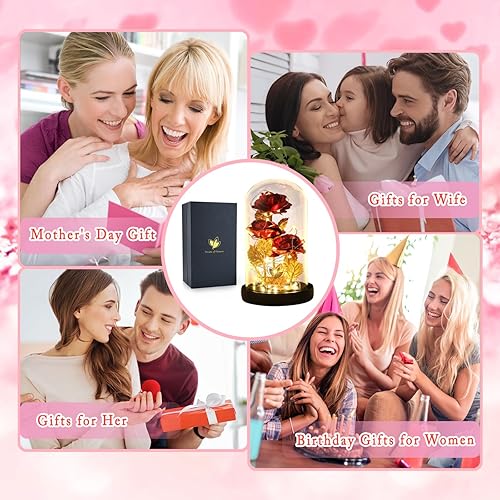 Miniatura 8 de Regalo para mujer para Navidad, regalo de cumpleaños, regalos de Navidad de rosas para mujeres, rosa de flor de galaxia con 2 modos de luz, rosa