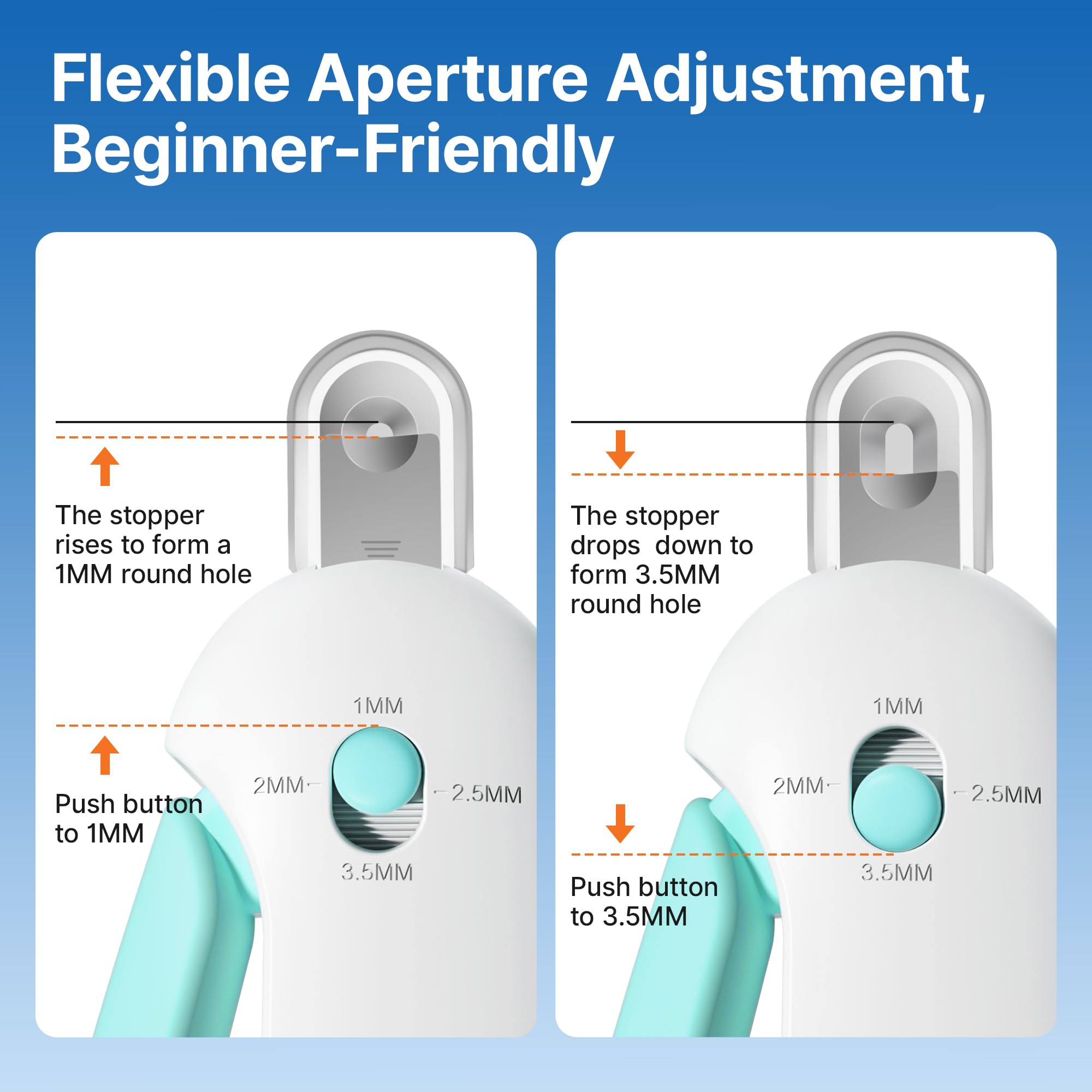 Potaroma Cat Nail Clipper with Adjustable 3-Size Trimming Hole & Hidden Nail File | Safe Toenail Trimmer for Kittens & Indoor Cats | Anti-Splash Claw Cutter for Grooming (Blue) - image 3