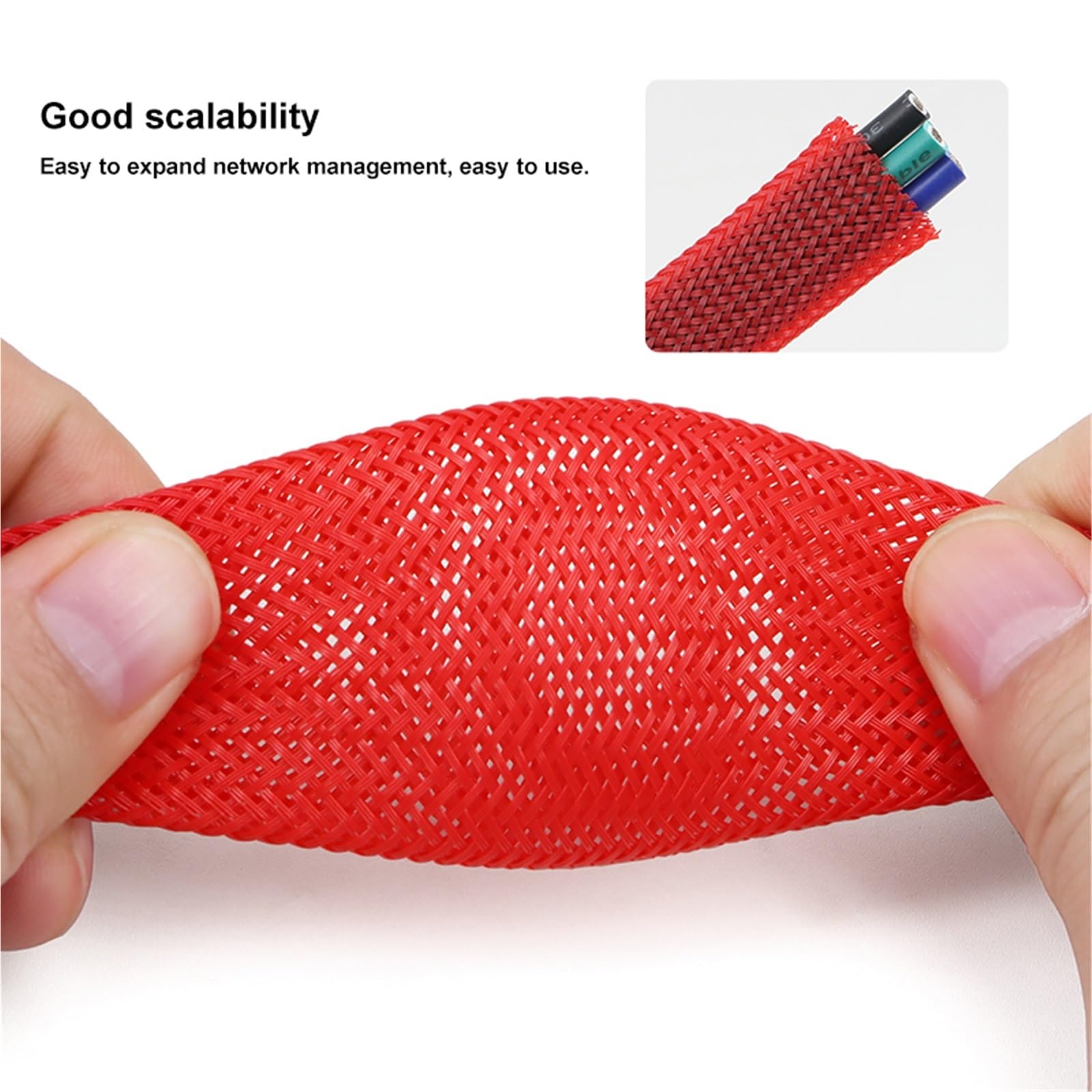 Funda Cables Electricos Funda Trenzada aislada, Funda de Alambre expandible Ajustada 2mm - 50mm, Tubo Malla Nailon ignífugo(A,30.0mm,10 Meters)