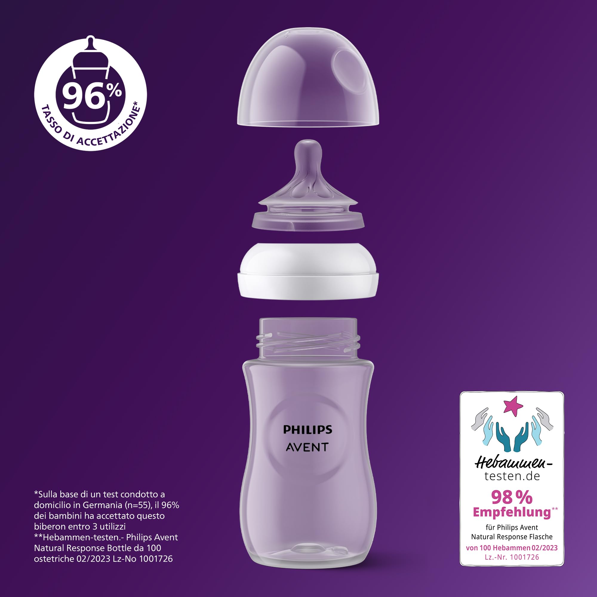 Philips Avent Natural Response set regalo per bambini, 3 biberon Natural Response da 260 ml con T3 (tettarelle 1m+), SCY903/63