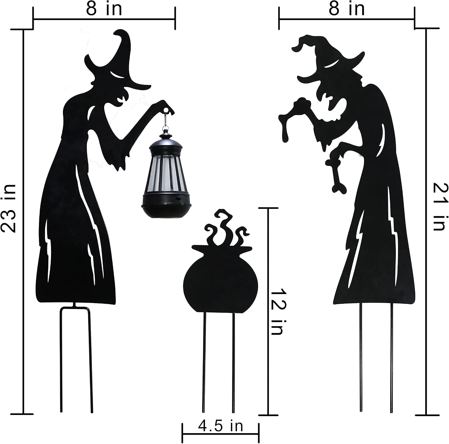 Kurala Halloween Solar Light Outdoor, Witch Shaped 3 Pack Retro Warm White LED Lights Waterproof, Stake Lights for Walkway, Yard, Lawn, Patio, Porch, Garden Decoration.