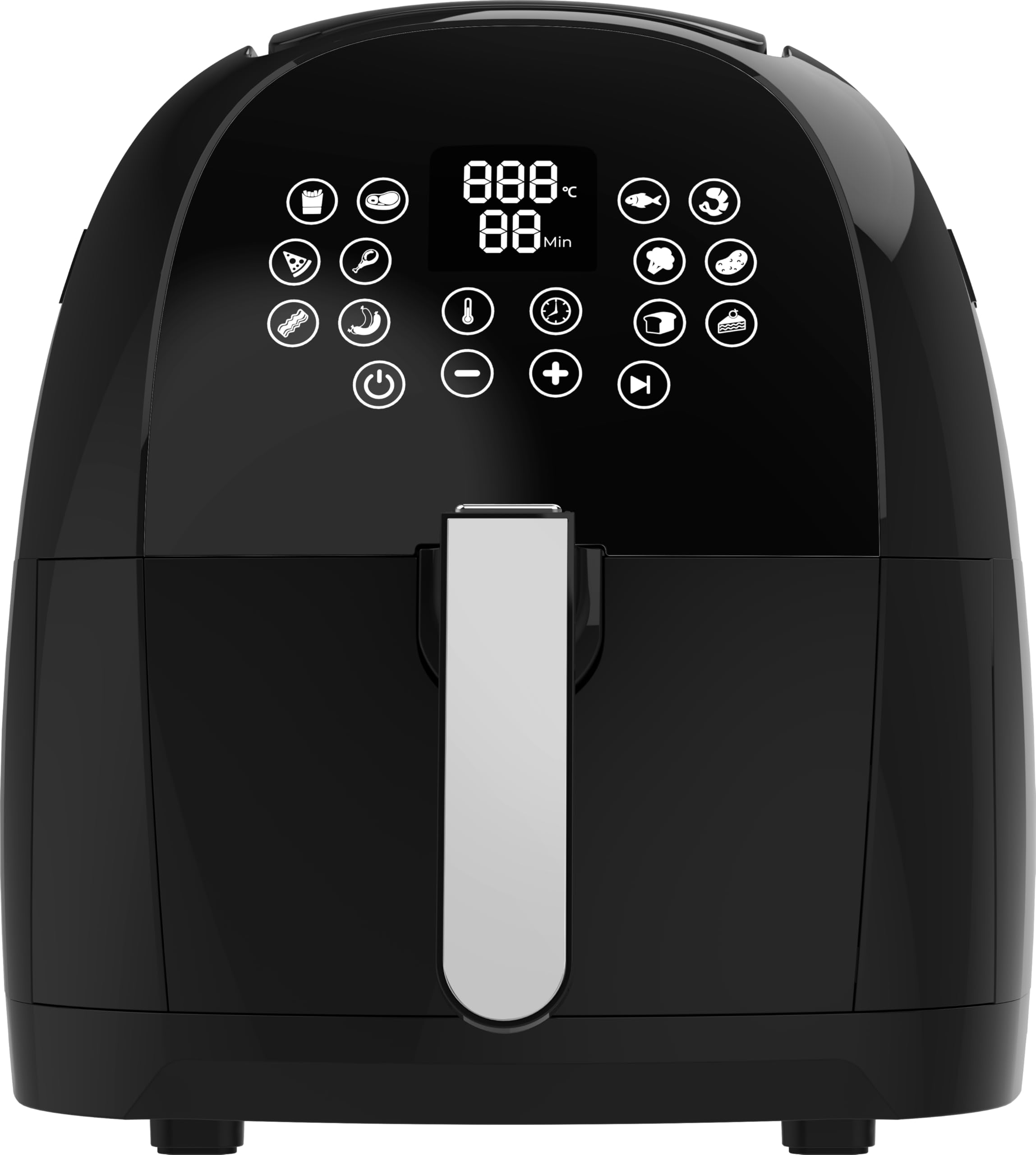 FUNKY Air Fryer, 1700W, 5.5L basket, 12 preset programmes and sensor touch control panel, 60 minute timer, 80 to 200 degrees - Black