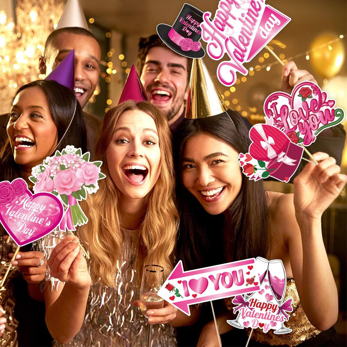 Valentinstag Photo Booth Requisiten mit Stick für Saint Valentinstag Party Dekorationen (Valentinstag Photo Booth)