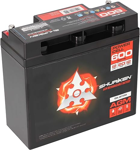 SHURIKEN - 600W 20AMP Horas Tamaño Compacto AGM 12V Batería (SK-BT20)