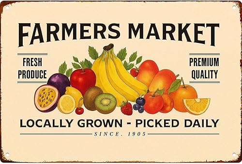 Retro-Style Plates For Farmers Market Signs Posters Funny metal sign For Man Cave bathroom Farm Bedroom living room Kitchen Garage Wall Decor 8 * 12