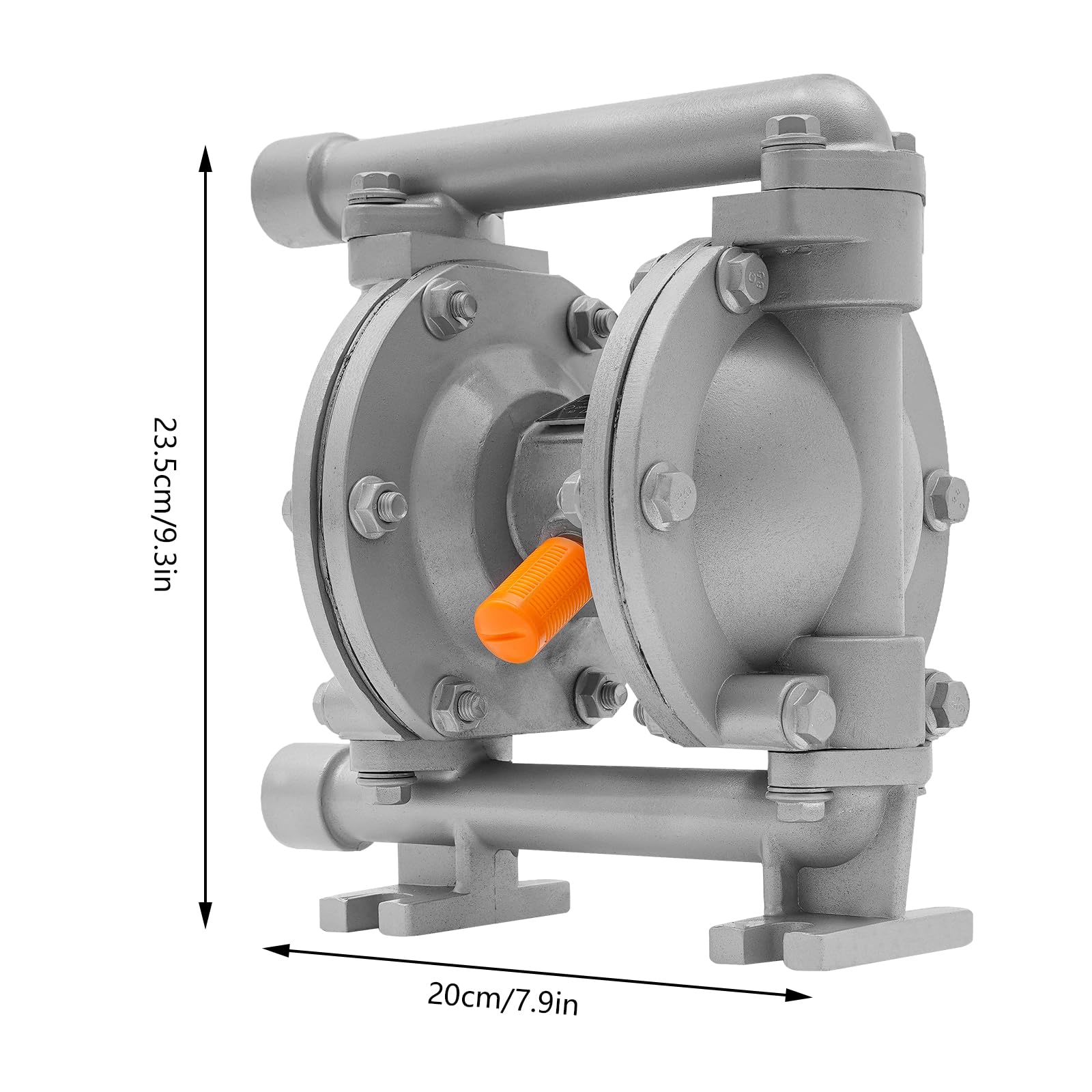Druckluft Membranpumpe 0-1m³/h Luftbetriebene Membranpumpe mit Anti-Rutsch-Abdeckung Luftpumpe Membran (Auslass-Durchmesser: 15mm/0.59in, Lufteinlass-Außendurchmesser: 8mm/0.315in)