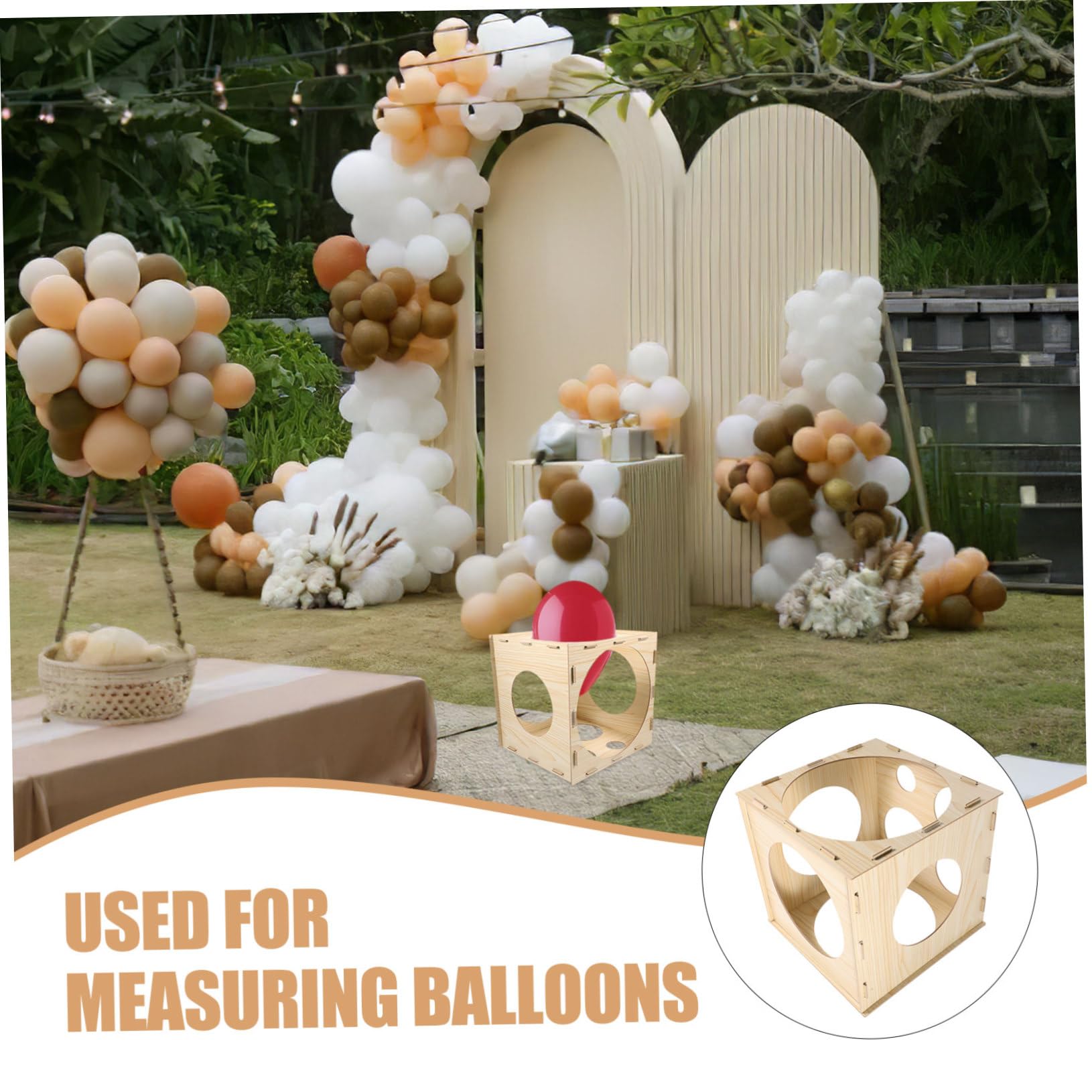 Caja Medidora de Globos de Madera y Marcador de Tamaño 9 Orificios Herramienta Sencilla y Fácil de Montar para Fiestas y Celebraciones