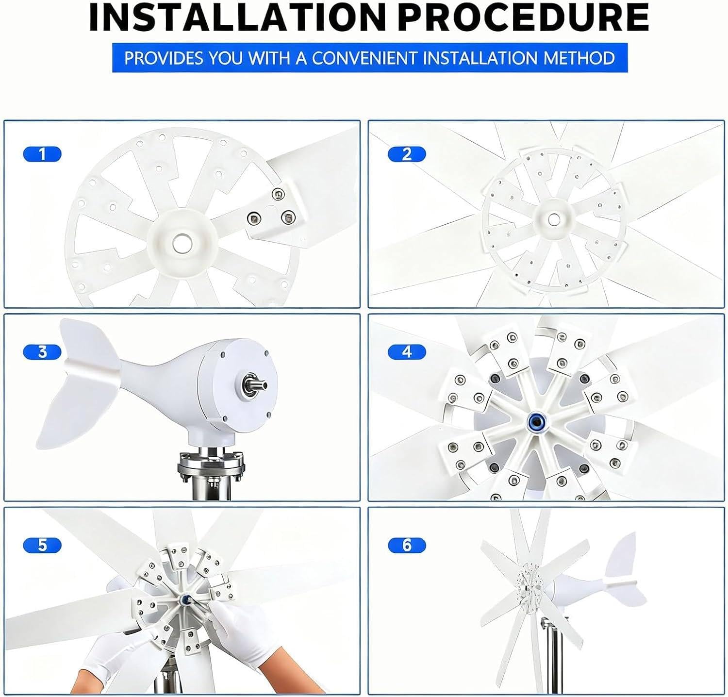 Kit de generador eólico de 3000 W, 5000 W y 8000 W, turbina eólica de levitación magnética de 8 Palas con Controlador MPPT para Equipos de energía Industrial domésticos. 12V-3000W