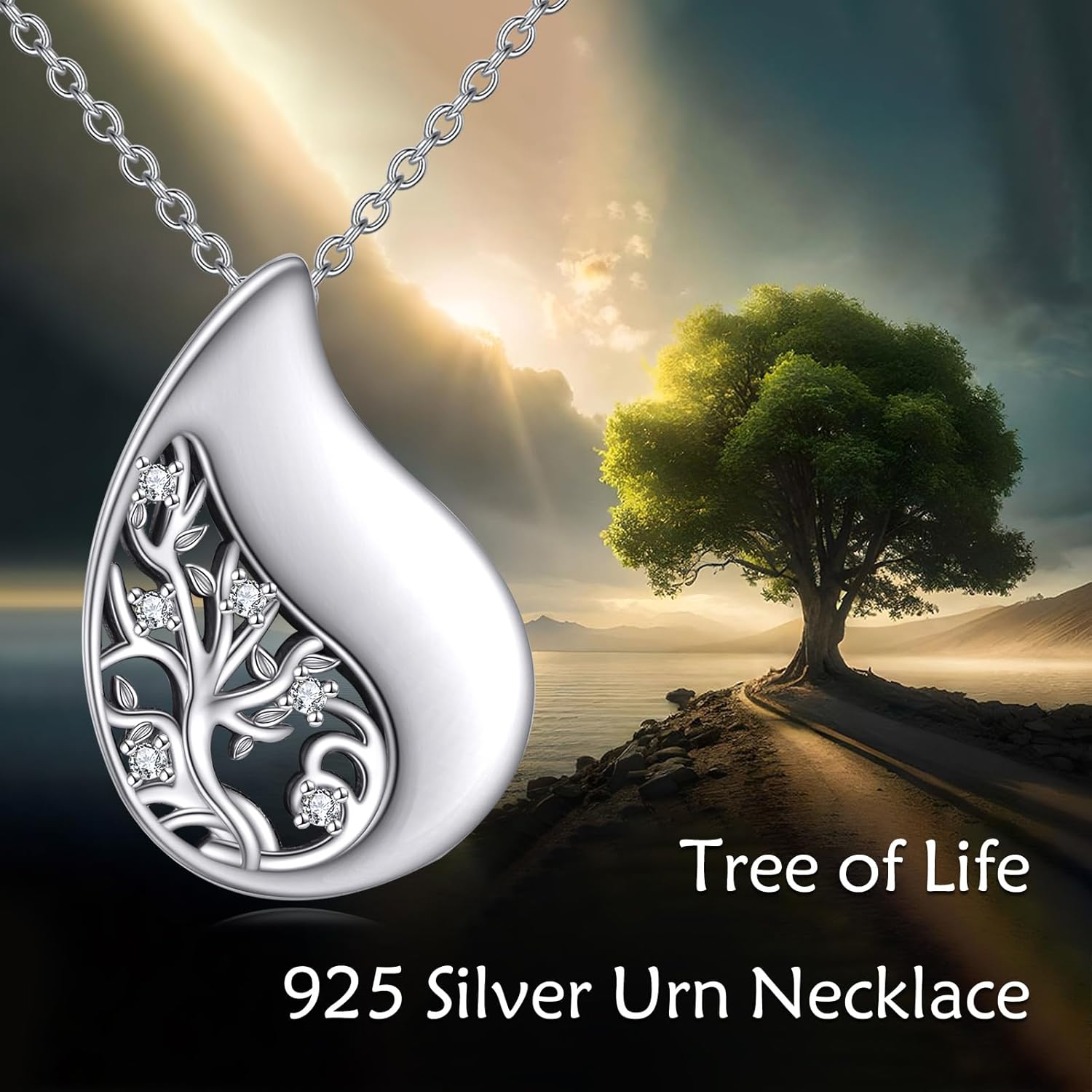 Teardrop Hourglass Urn Necklace for Ashes for Women Sterling Silver Cremation Jewelry Memorial Keepsake Urns Pendant Necklace for Urn Necklaces Ashes - Image 6