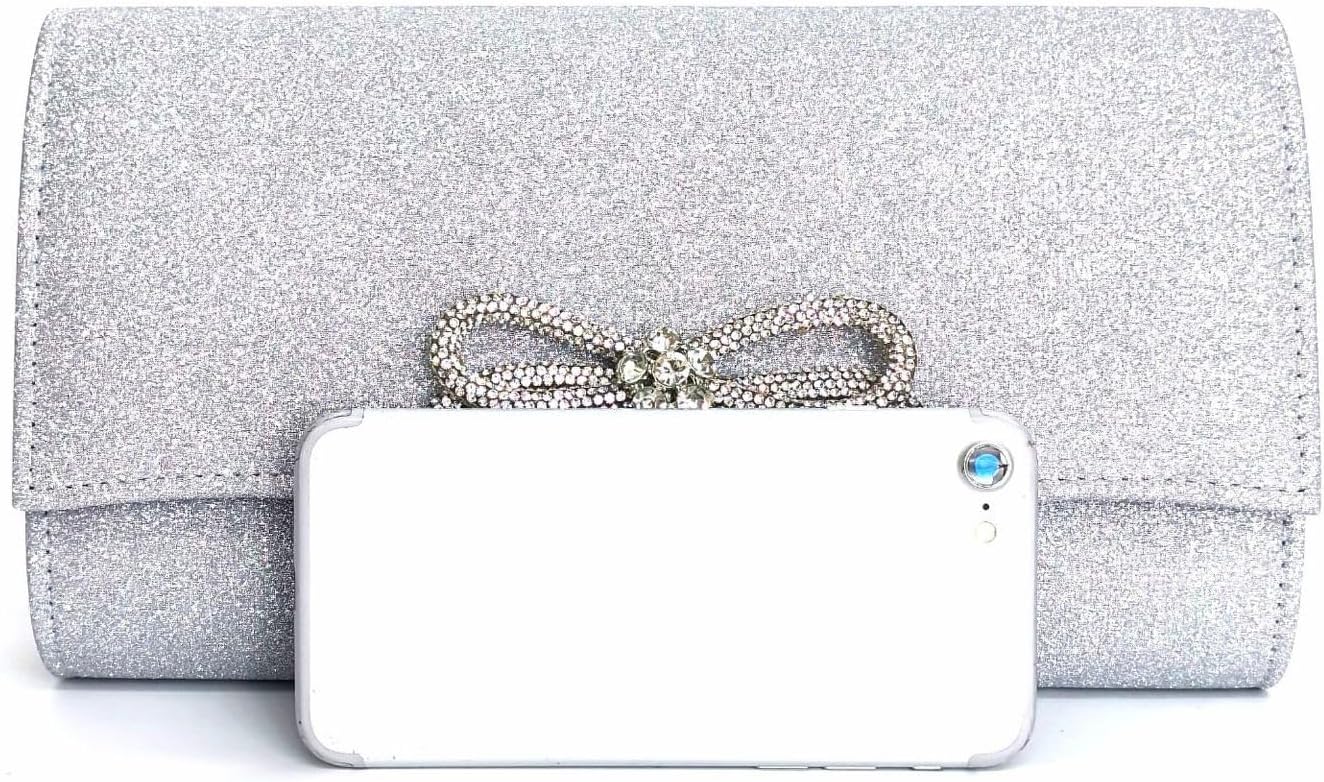 Gets Women Evening Bag Rhinestone Bow Clutch Purse for Women Party Wedding Prom Cocktail Formal Flap Handbags - Image 3