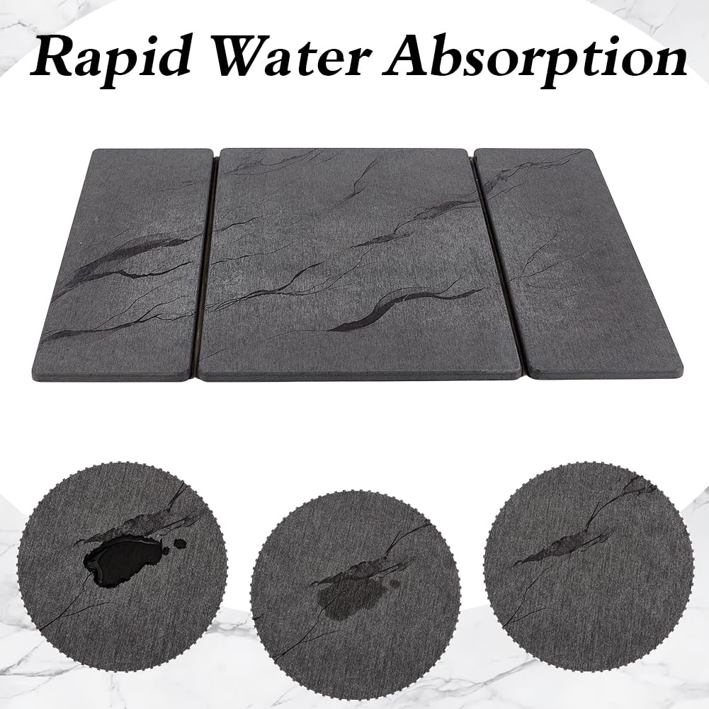 MAYJOYDIY Tapis Égouttoir en Pierre pour Plan de Travail Séchage Rapide 40x50cm Pliable en Terre de Diatomées pour Égoutter Bouteilles Ustensiles Tasses et Vaisselle (Gris Foncé)