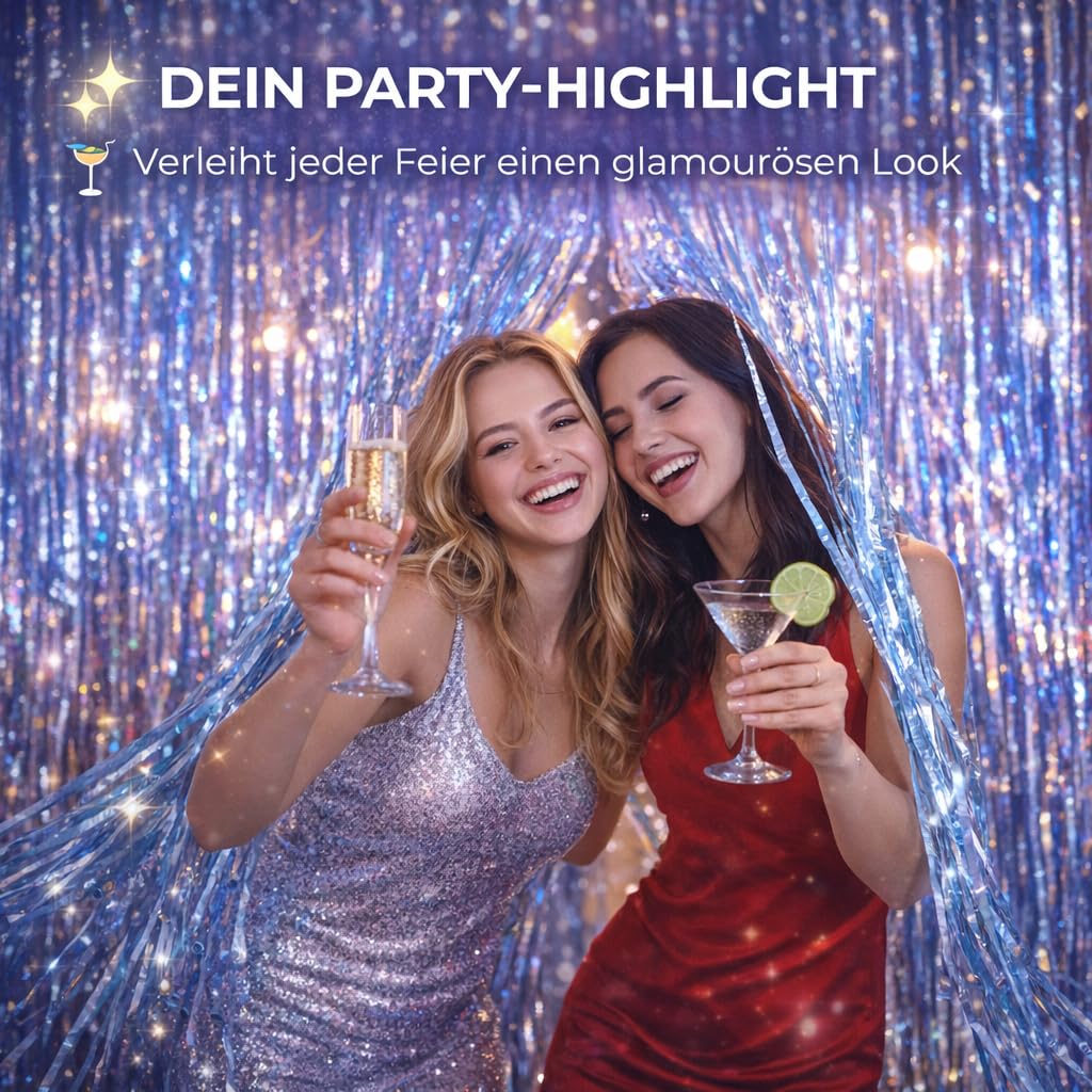 Tinsel - Tenda con brillantini, 200 x 100 cm, per telaio della porta, decorazione di Capodanno, 2026, per feste, matrimoni, decorazioni di compleanno per bambini e adulti (blu)