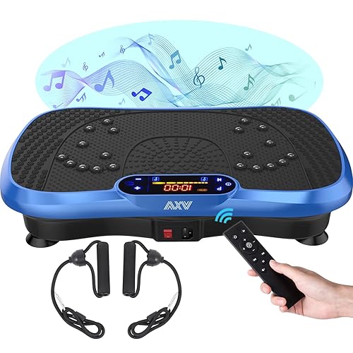 AXV Vibration Plate Fitness Platform Exercise Machine Vibrating Shaking Full Body Shaker Workout Vibrate Stand Shake Board Sport Gym for Weight Loss Fat Burner for Women Men - SLIM-BLUE