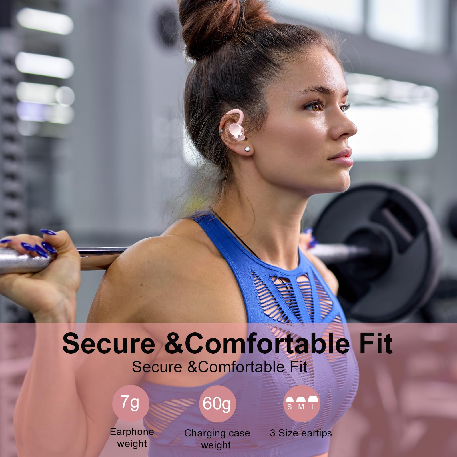 Ecouteurs Bluetooth sans Fil Sport, Headphones 5.4 HiFi Stéréo, Ecouteurs sans Fil avec ENC Mic, 54H Ecouteur Pour Courir, IP7 Étanche Écouteur, Oreillette Sans Fil, Casque Écran LED pour ios/Android