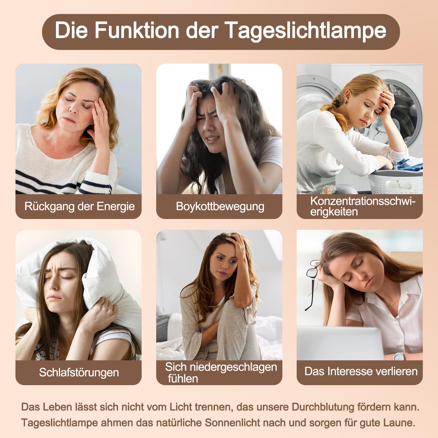 Tageslichtlampe,10000 Lux Lichttherapielampe, UV-freie LED Tageslichtlampen, Simulation von Tageslicht, 3 Farbtemperaturen 5 Helligkeitsstufen Touch-Control Sonnenlicht Lampe, Vollspektrumlampe