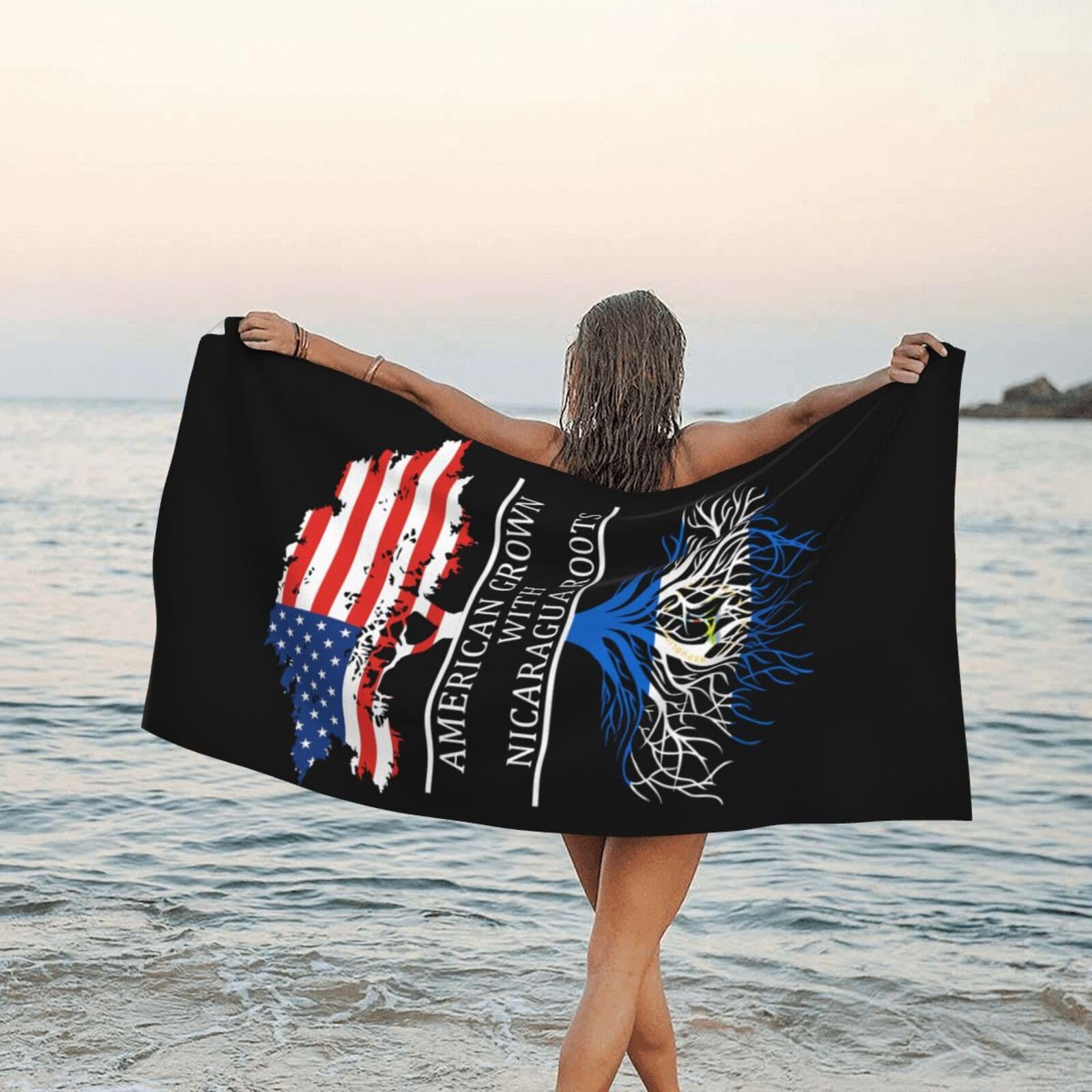 Serviette de plage et piscine 80x130cm motif racines nicaraguayennes