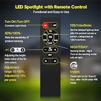 Viugreum 100W LED reflektor mozgásérzékelővel, távirányítóval, 10000 lm, 6500K, IP66 vízálló 6