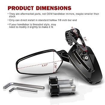 Amazon | MZS バーエンドミラー 7/8 オートバイ リアビュー
