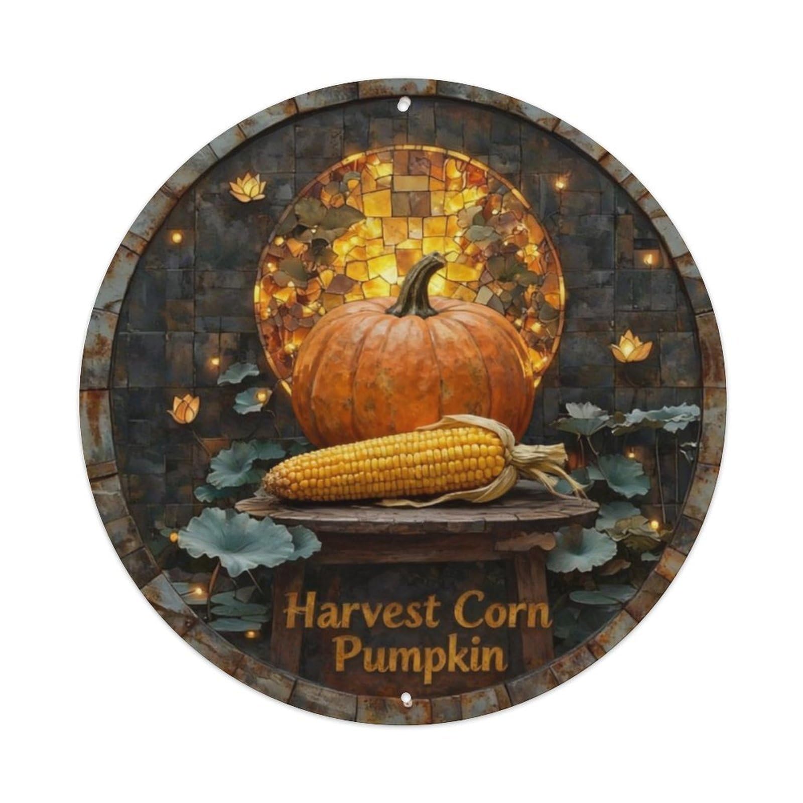 Harvest Thanksgiving Corn Pumpkin Metal Tin Sign Plaque