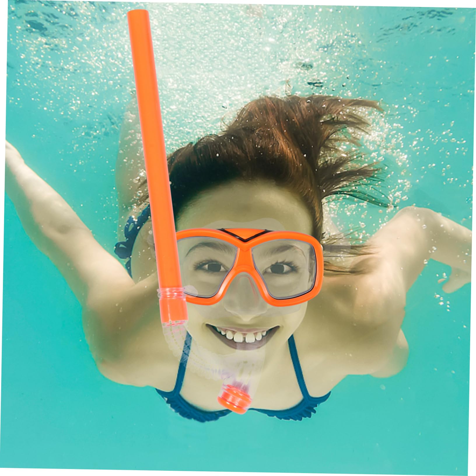 Equipo de Snorkel para Niños 1 Juego Naranja de Plástico | Gafas de Visión Amplia, Boquilla Ergonómica, Aletas Cortas para Nadar, Diseño Simple