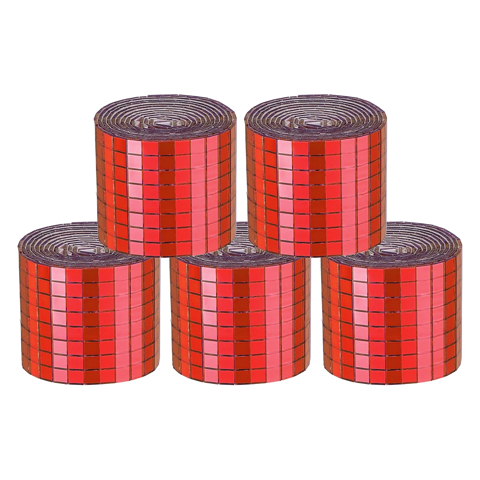 sourcing map 9600 Pcs Mirror Mosaic Tiles 5 x 5 mm Square Glass Self-Adhesive Disco Ball Mirror Tiles Sticker for DIY Craft Decoration Art Collage Card Making, Red