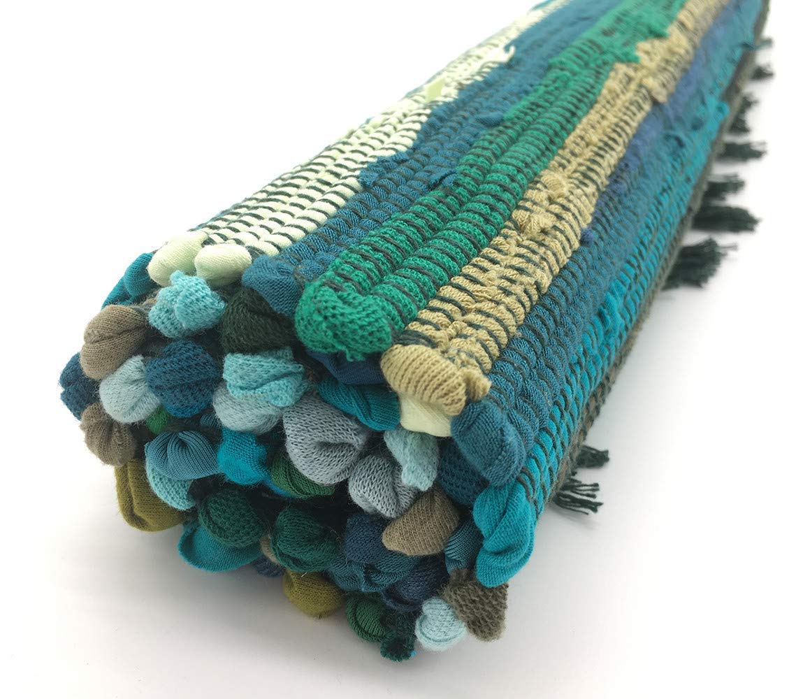 Tappeto da bagno in cotone reversibile fatto a mano, 50,8 x 78,7 cm, con nappe, lavabile in lavatrice, per lavanderia, corridoio, ingresso, cucina, soggiorno