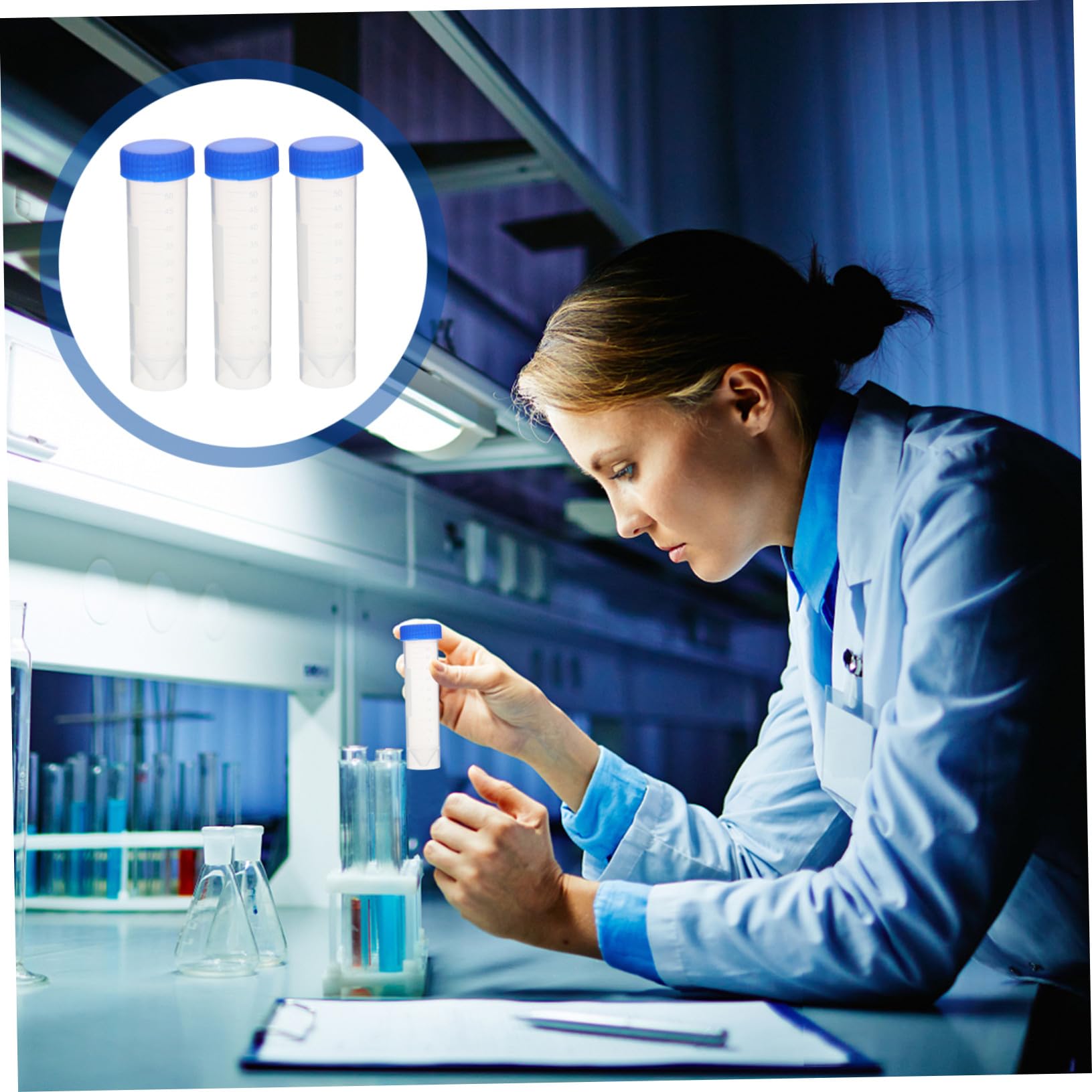 Centrifuga per Biologia Molecolare e Coloranti Alimentari 50 Tubi da 50 Ml in Plastica Tappo a Vite, Trasparenti e Facili da Osservare Colore Casuale
