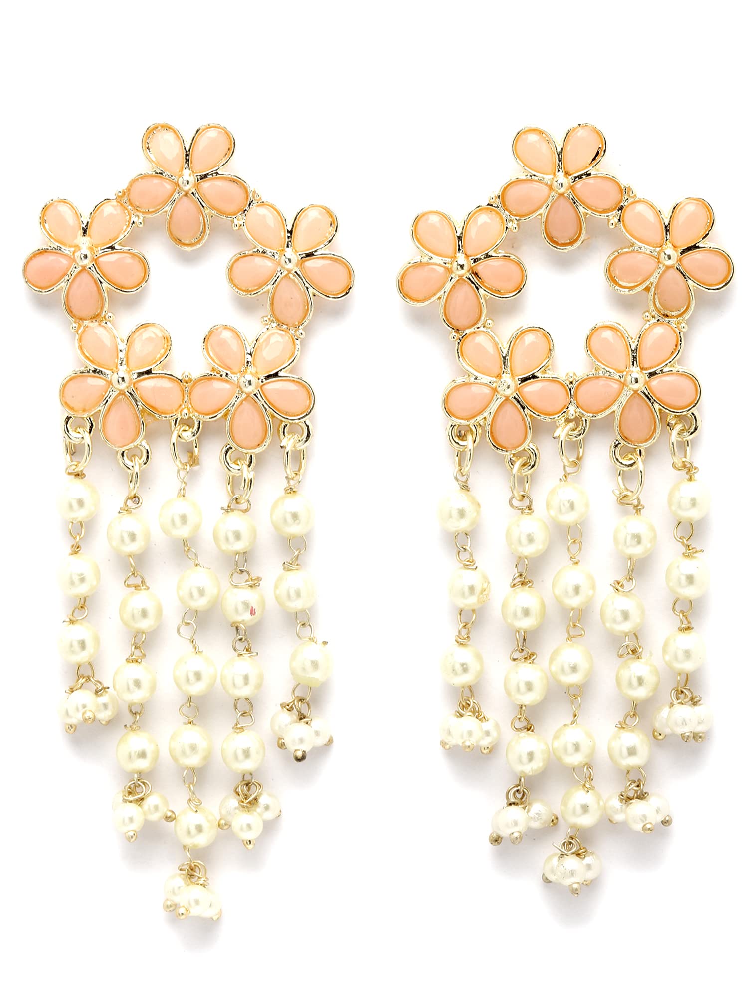 Karatcart Gold Plated Floral Design Peach Kundan Pearl Tassel Earrings for Women (B0BRSVGFTV) Amazon Price History, Amazon Price Tracker