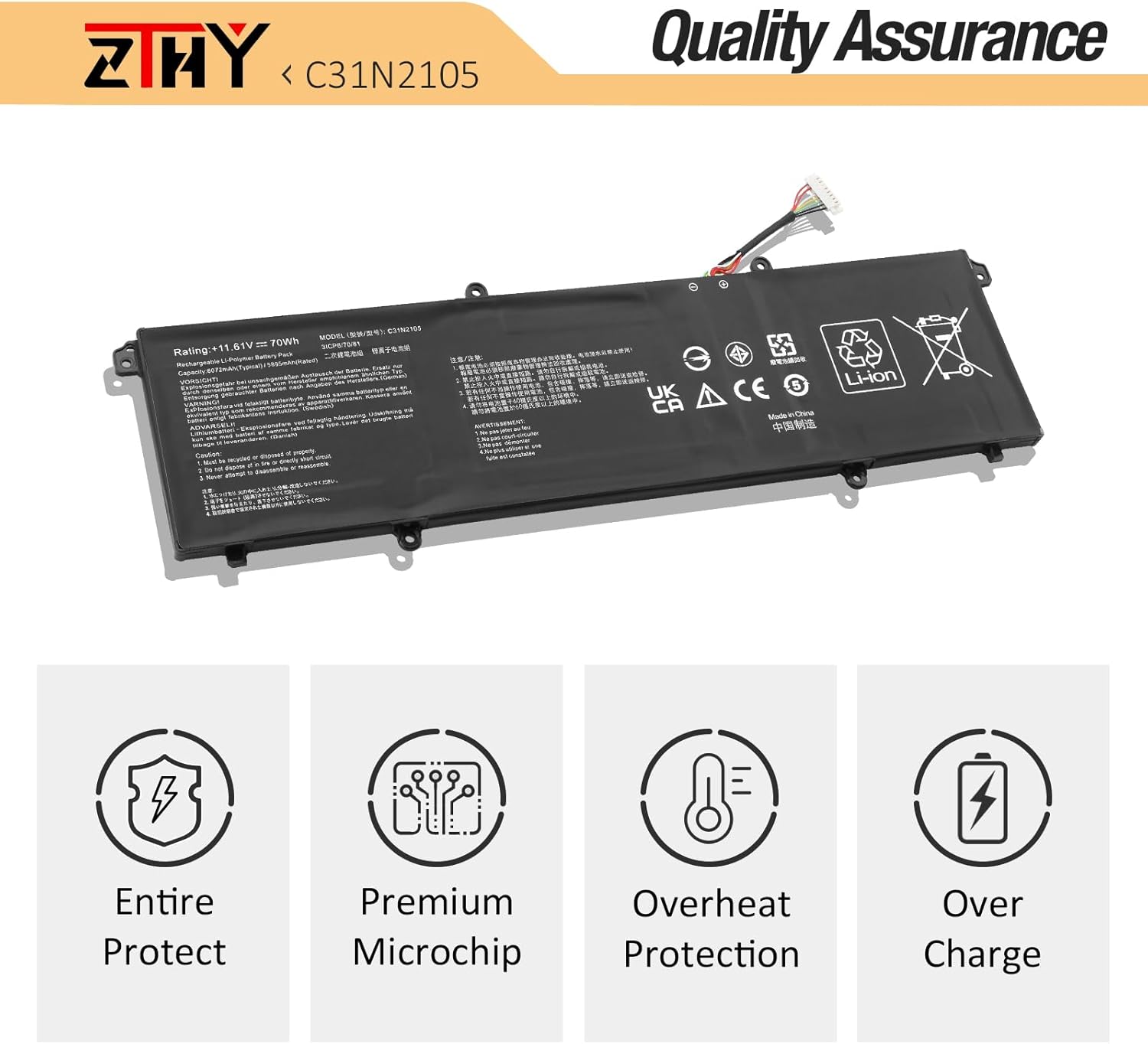 C31N2105 Laptop Battery Replacement for Asus VivoBook S 14 OLED K3402ZA M3402QA TN3402QA S 15 K3502ZA M3502QA 14X X1403ZA M1403QA UX3404VA 15X M1503IA M1603QA S 16X M5602QA K6602HE M6500QF S5602ZA