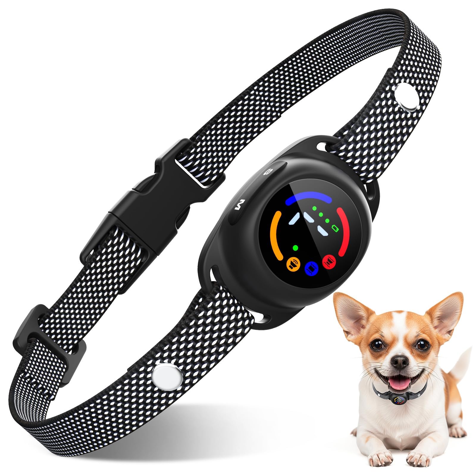 Collar Antiladridos Perros Pequeños Recargable, Antiladridos, Súper Fino y Ligero, 3 Modos y 7 Niveles de Sensibilidad, Detección Inteligente de Ladridos, Impermeable IP67 para Perros Pequeños