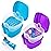 2 Pack Denture Case Dental Mouthguard Case, Denture Bath Box Cleaning with Brush, Strainer Basket and Lid Waterproof - Purple and Blue