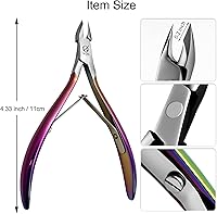Vista 5 de IVON Cortadora de cutículas profesional – Acero inoxidable con acabado arcoíris, pinza de uñas de precisión para manicura y pedicura