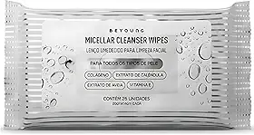 Beyoung – Lenço Micellar de Limpeza Facial 25 Unidades | Remove Maquiagem e Impurezas | Hidrata, Purifica e Suaviza | Uso Diário Dia e Noite | Livre de Álcool e Parabenos, Todos os Tipos de Pele