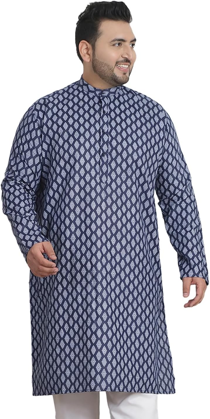 Sojanya PLUS (Since 1958) Men's Cotton Blend Printed Long Kurta