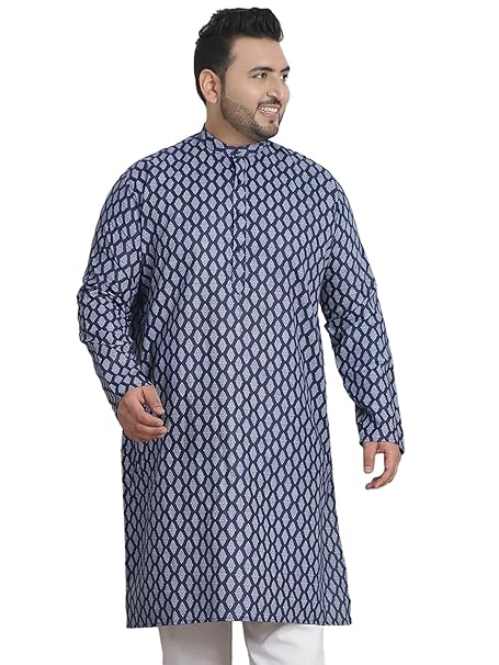SOJANYA PLUS (Since 1958) Men's Cotton Blend Printed Long Kurta