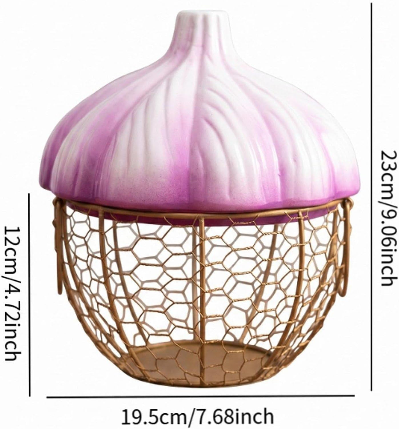 Contenitore Portaoggetti per Zenzero e Aglio, Porta Uova in Ferro Intrecciato Traspirante, Elegante Cestino da Cucina Decorativo per Dispensa o Piano Cucina, Purple