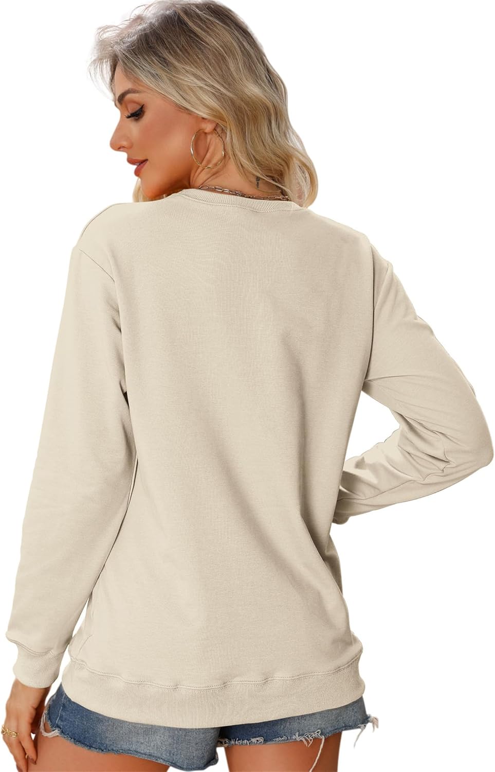 Game Day Sweatshirts for Women Football Fan Sweatshirt Letter Graphic Print Pullover Crewneck Long Sleeve Top - Image 3