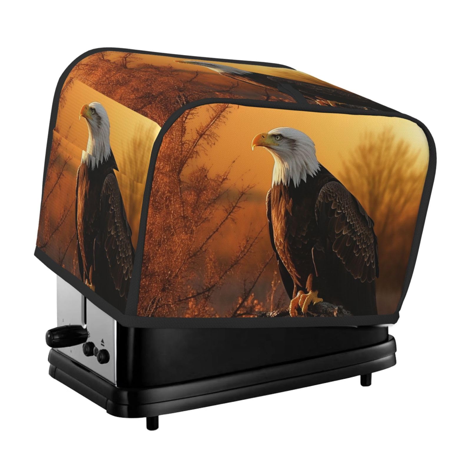 Fodpand Black Toaster Covers 2 Slice Golden Sunset Bald Eagle Bread Machine Cover Quilted Toaster Dustproof Cover Washable Appliance Cover Bread Maker Protective For Kitchen Small Appliance