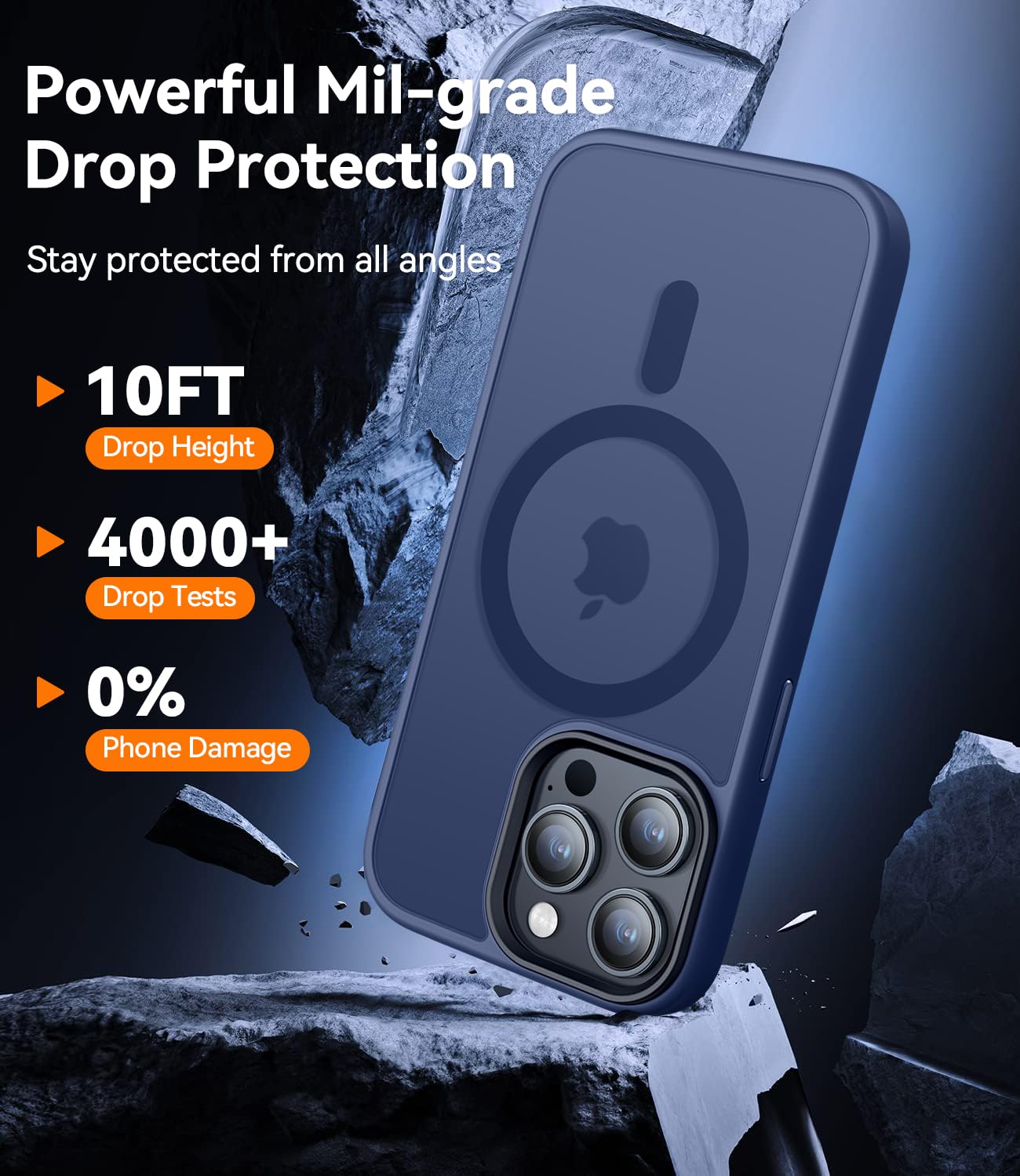 CANSHN Cover Magnetica Opaca per iPhone 14 Pro, [Compatibile con MagSafe] Custodia Traslucida Opaca Protettiva Sottile Antiurto 6,1 Pollici - Blu Scuro