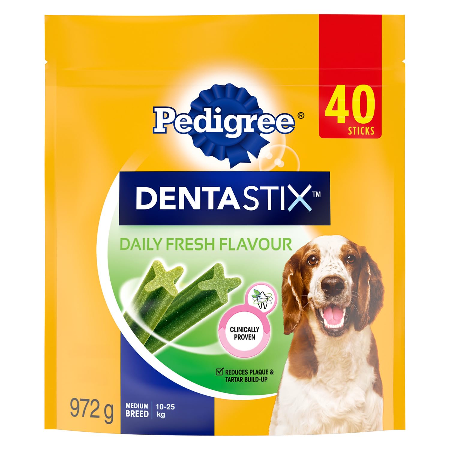 PEDIGREE DENTASTIX Oral Care Fresh Flavour Adult Dog Treats - for Medium Breeds - Reduces Plaque and Tartar Buildup - 40 Sticks 972g Pouch image 5