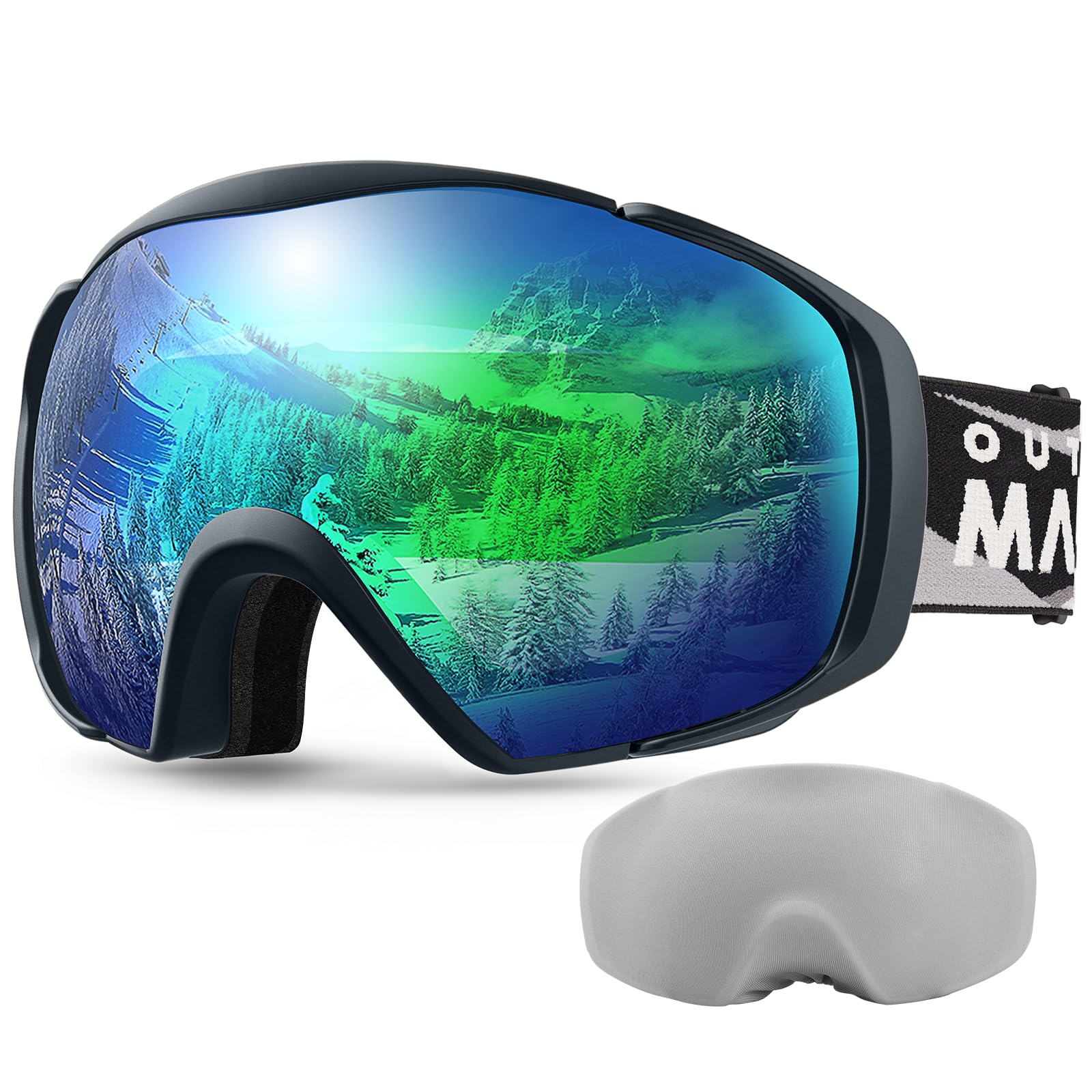 OutdoorMaster Ski Goggles with Cover Snowboard Snow Goggles OTG Anti-Fog