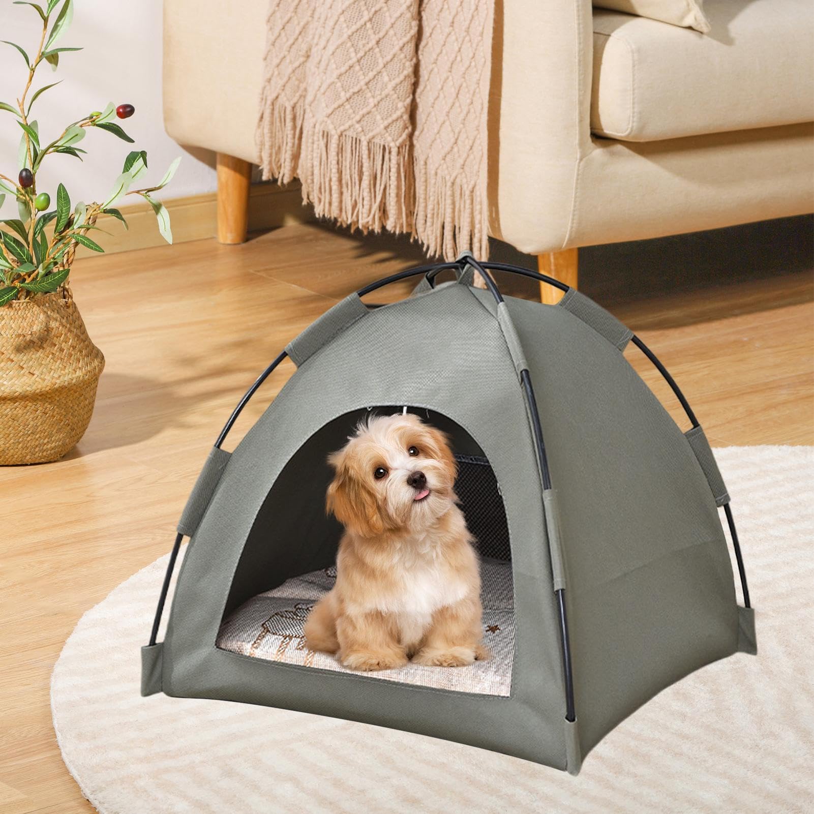 Pet Tent, Cat House, Waterproof Portable Shelter, Breathable Oxford Fabric, Indoor Outdoor Travel Use, Kitten Tent Bed, Foldable Dog Crate, 15.75x15.75x15.75 Inches
