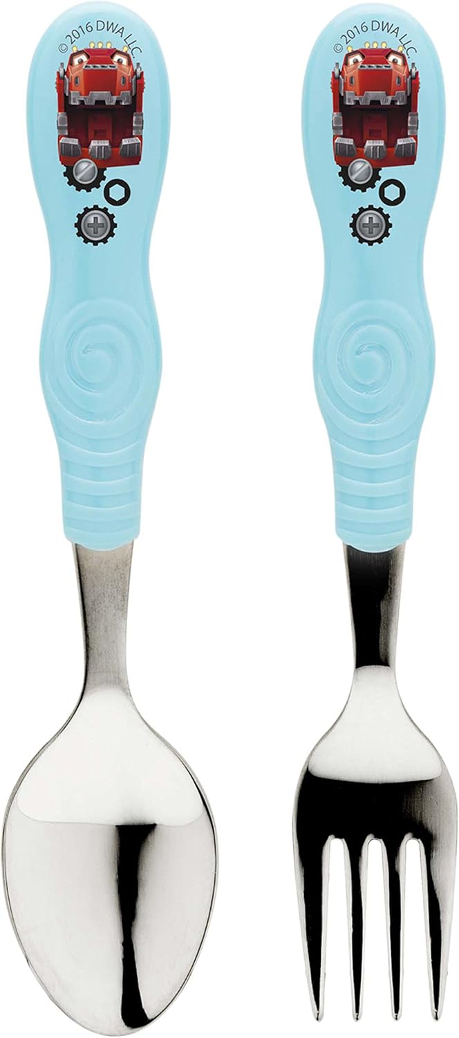 Zak Designs Toddlerific Fork and Spoon Set, Dinotrux Flatware