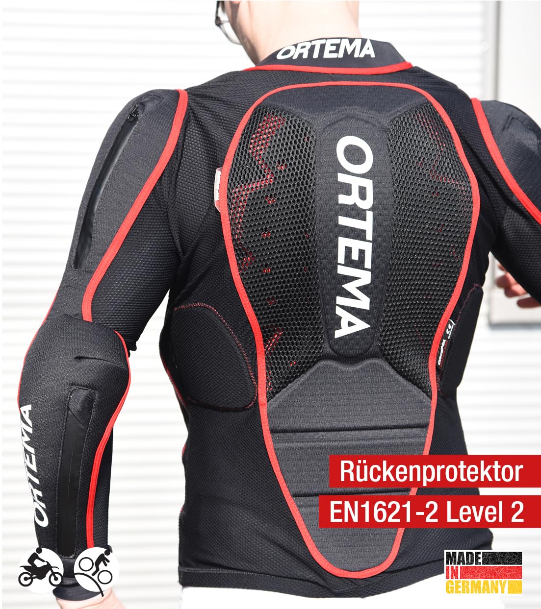 ORTEMA ORTHO-MAX Jacket DUO (M) - Protektorenjacke für den optimalen Rundumschutz - Schützt die Wirbelsäule, Brust, Schultern und Ellenbogen - Motocross/Enduro